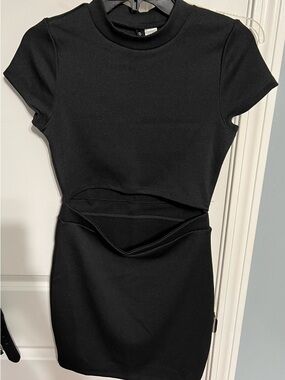 H&M Black Short Sleeve Cutout Bodycon Mini Dress